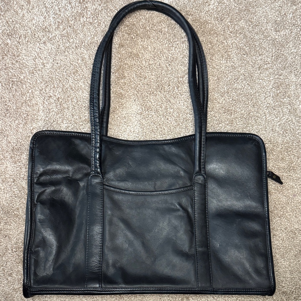 Black Leather Tote Bag